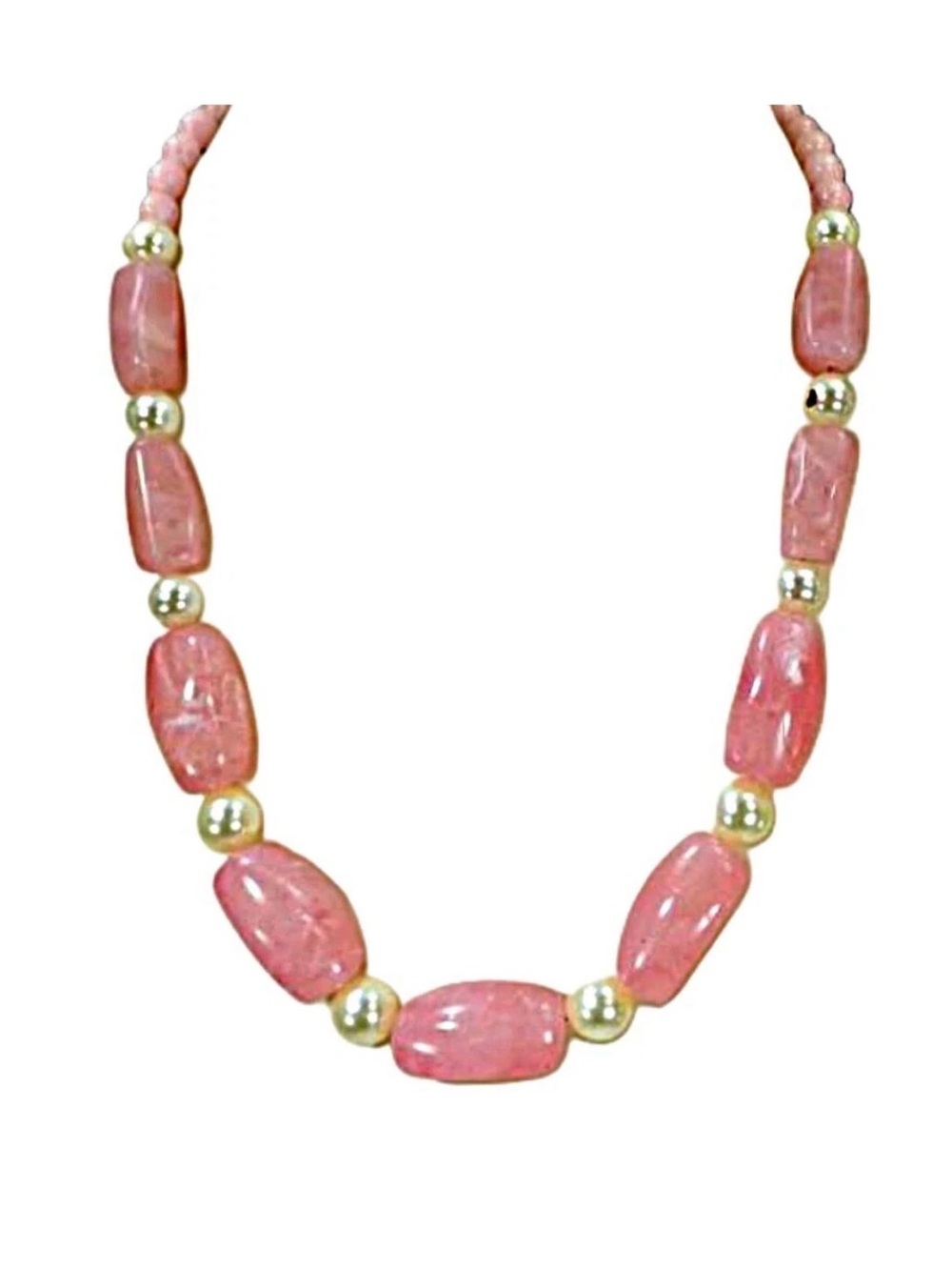 Pink and white pearl bead necklace with long pink beads with white swirl NEW